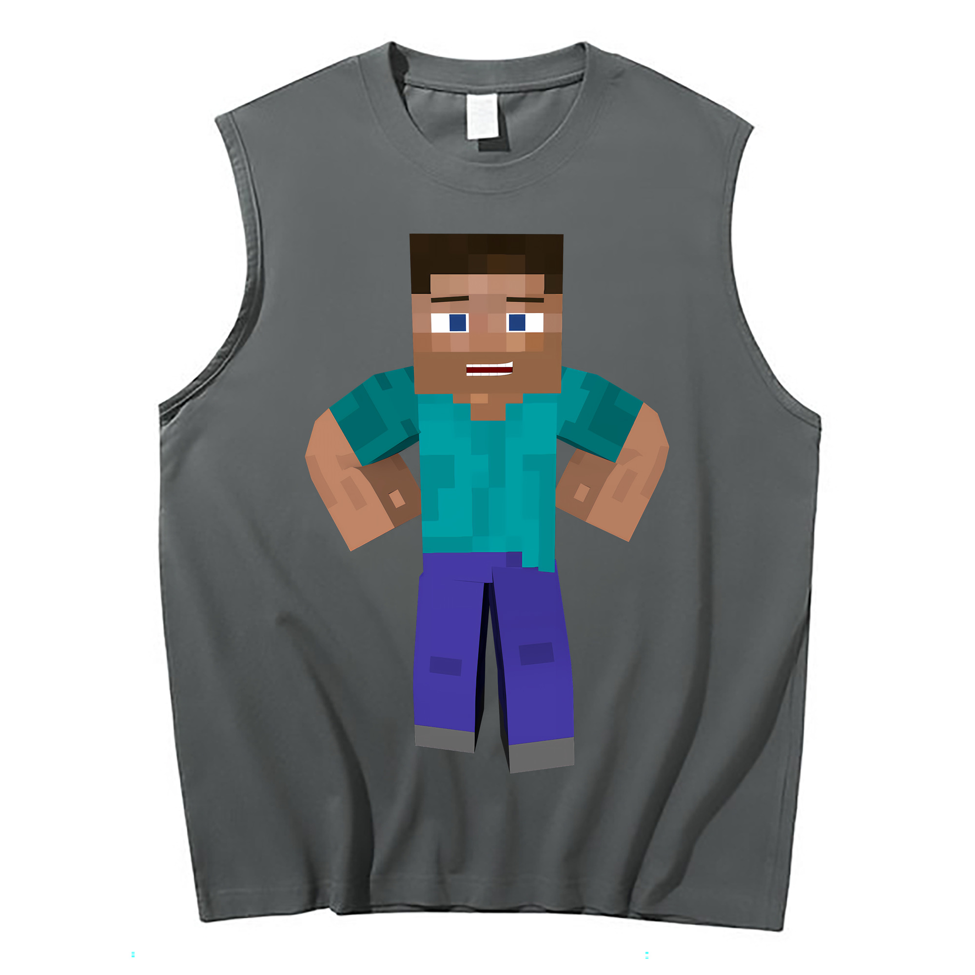 （画像用） マインクラフト ブロックの世界 Minecraft MC Block world コットン100％タンクトップ（フロントプリント）